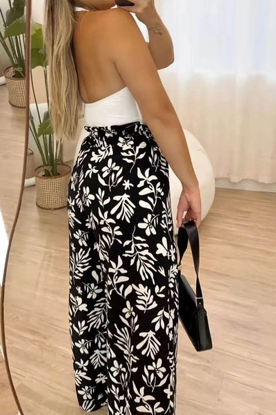 Full Size Printed High Waist Wide Leg Pants - Byyde