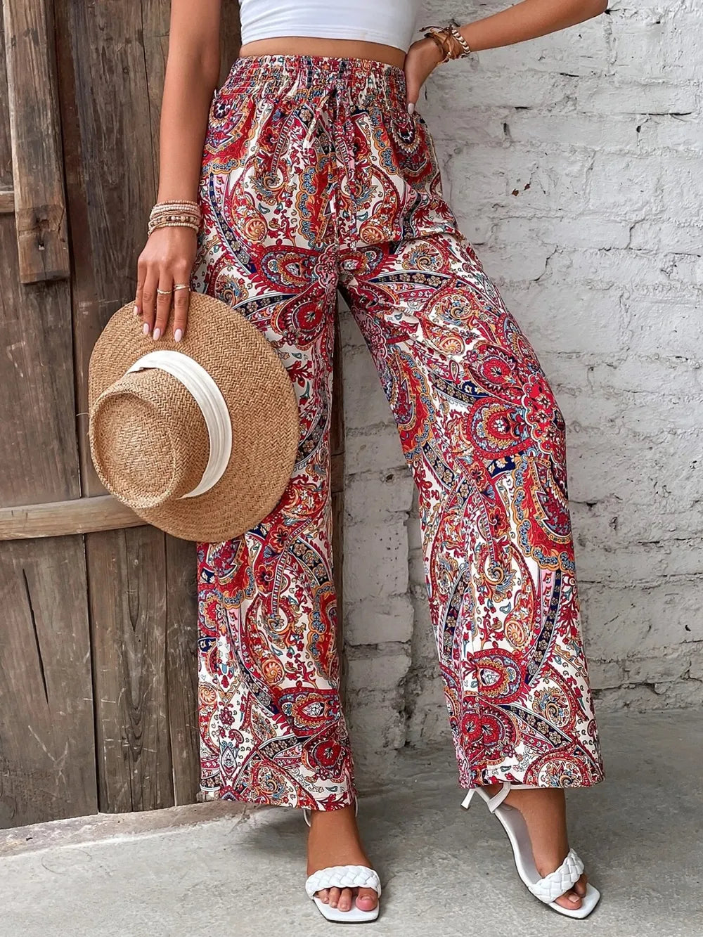 Printed Wide Leg Pants - Byyde