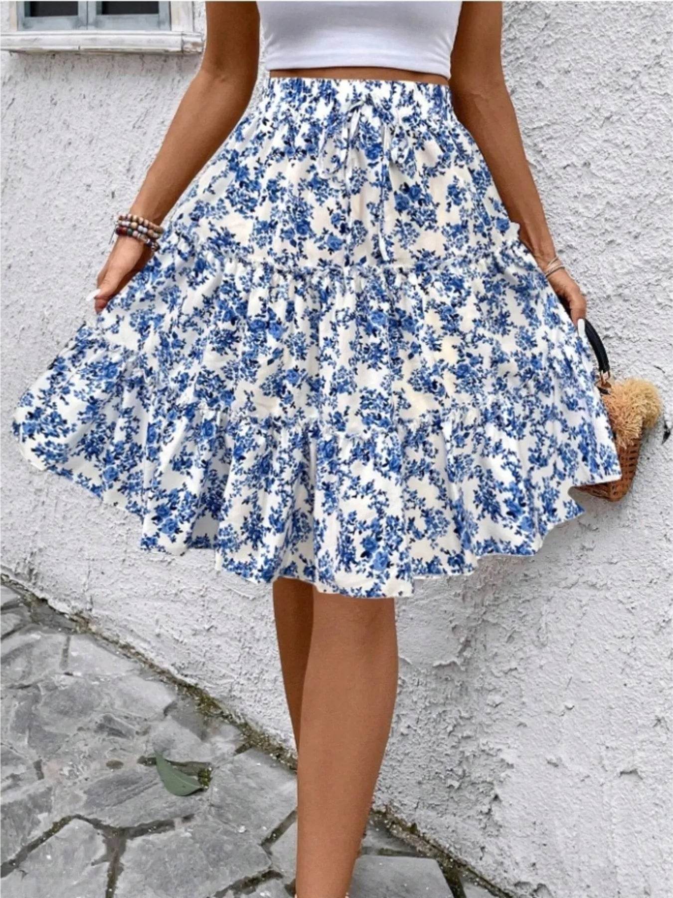Floral Print Midi Skirt - Byyde