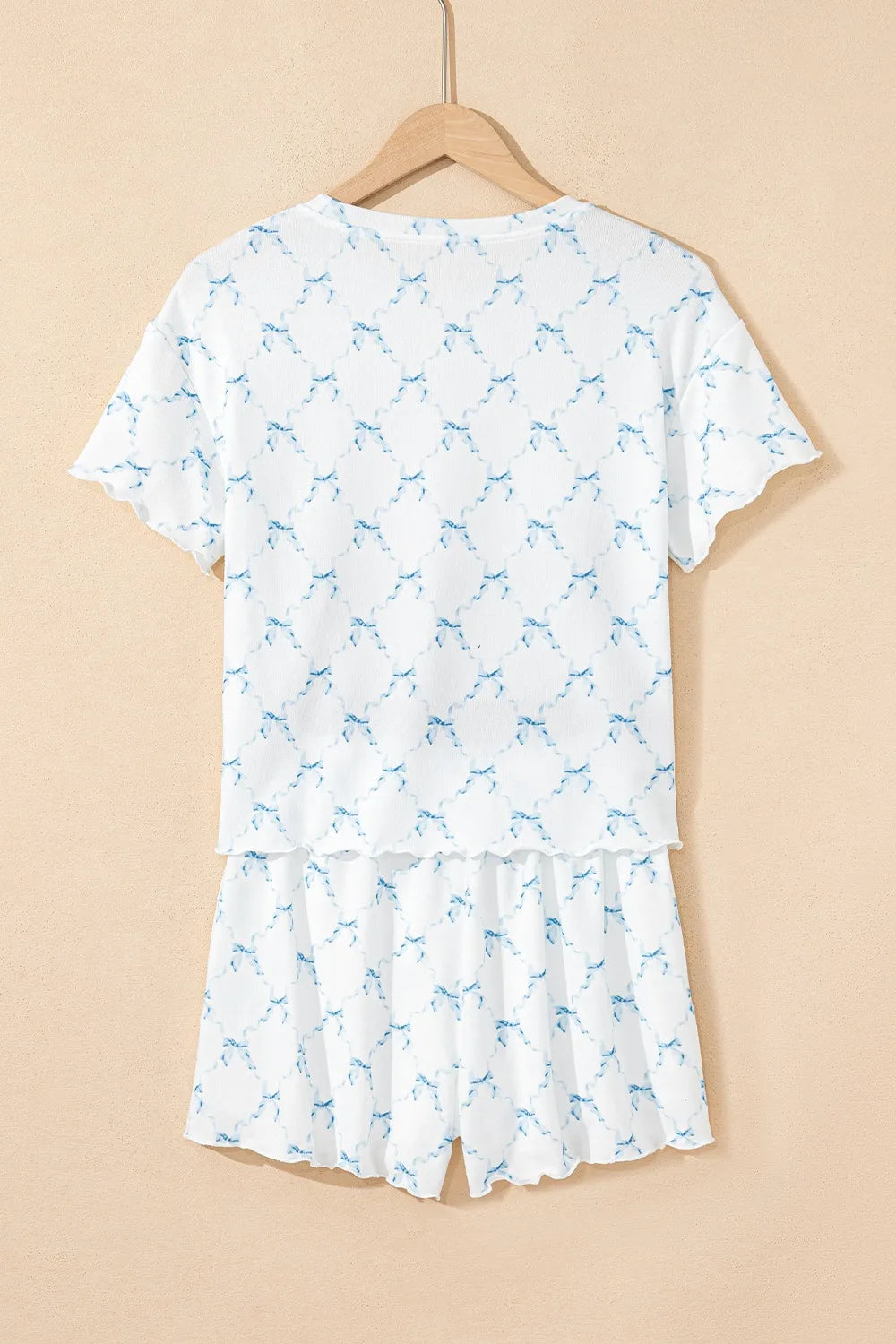 Printed Round Neck Top and Shorts Two-Piece Lounge Set - Byyde