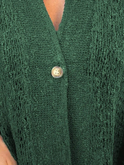 Full Size One Button Openwork Cardigan Plus Size - Byyde