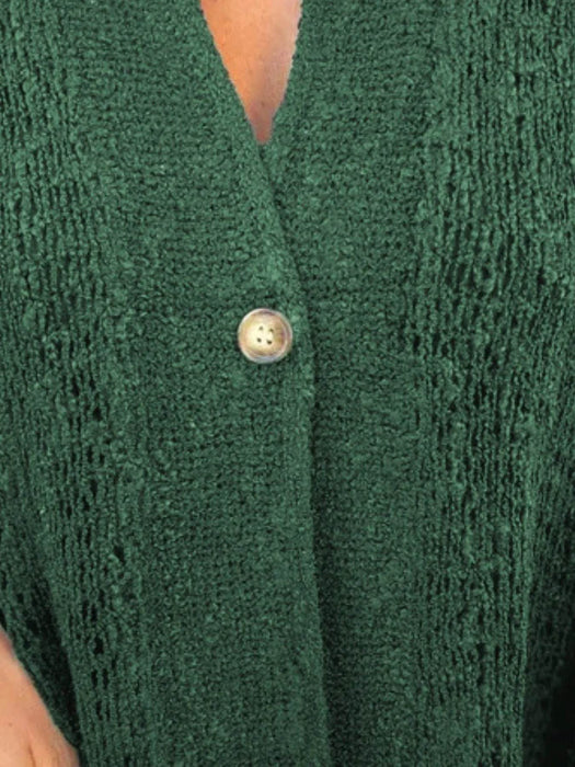 Full Size One Button Openwork Cardigan Plus Size - Byyde