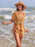 Smocked Printed Tie Neck Romper - Byyde