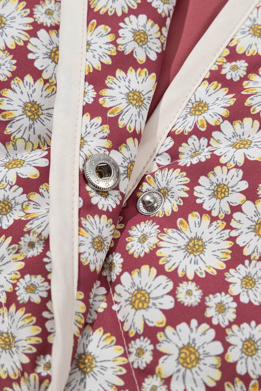 Floral Snap Down Mock Neck Coat - Byyde