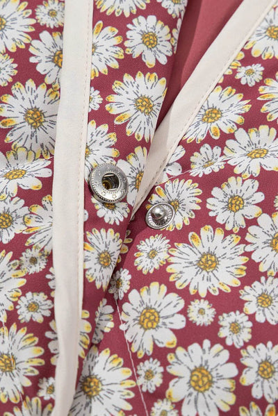 Floral Snap Down Mock Neck Coat - Byyde
