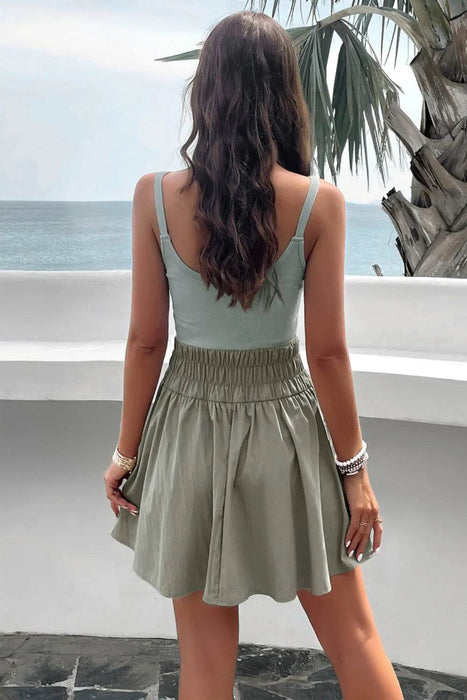 Devine Smocked Scoop Neck Mini Cami Dress - Byyde