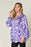 Double Take Full Size Printed Ruffle Trim Balloon Sleeve Shirt - Byyde