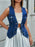 V-Neck Button-Front Denim Vest - Byyde