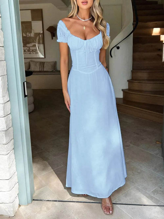 Devine Sweetheart Neck Short Sleeve Maxi Dress - Byyde