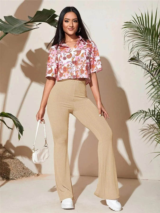 Full Size High-Waist Flare Active Pants Plus Size - Byyde