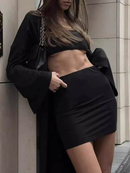 Cami Shorts and Open Front Cardigan Three Piece Set - Byyde