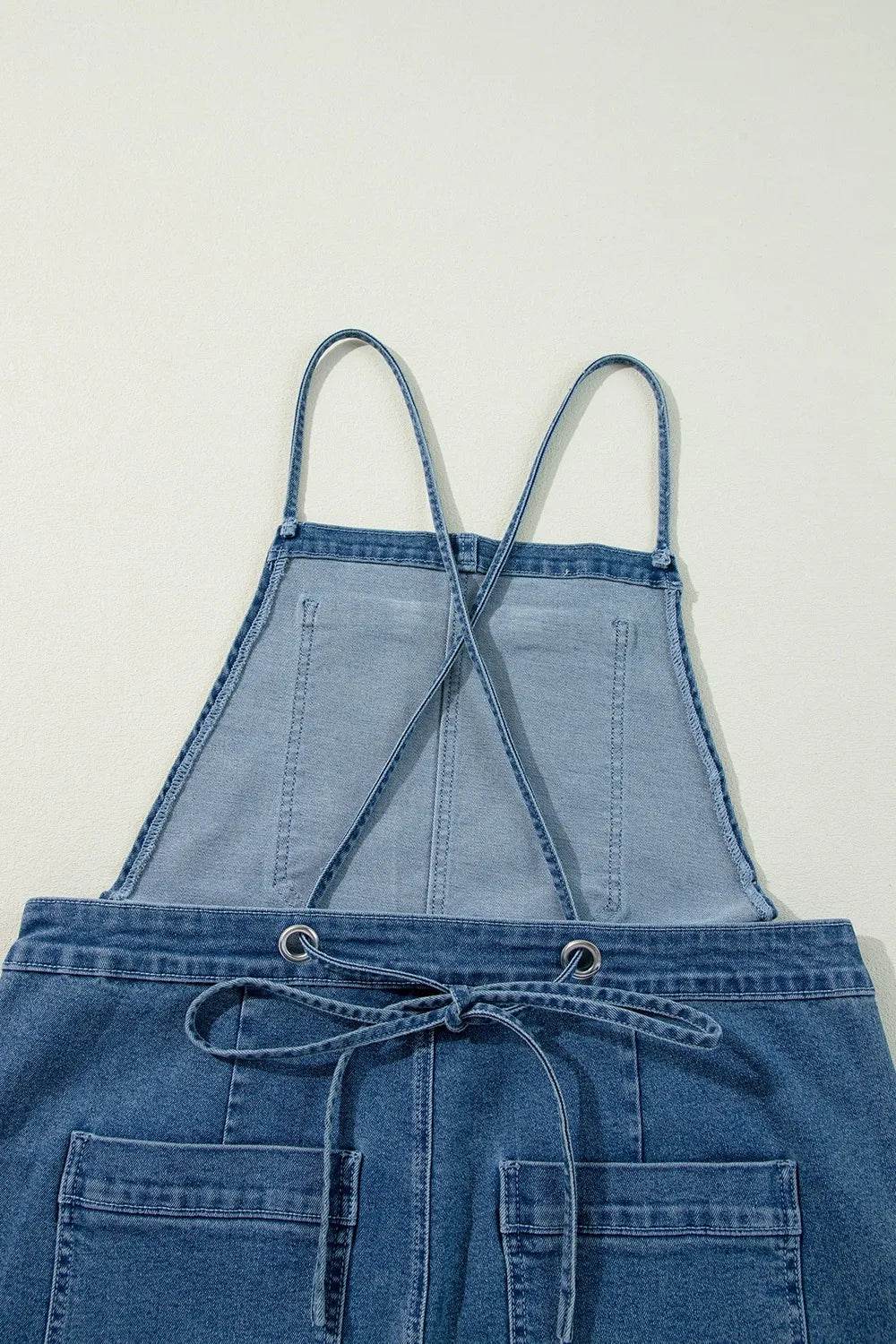 Adjustable Tie Straps Wide Leg Denim Overalls - Byyde