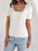 Ribbed Square Neck Short Sleeve Knit Top - Byyde