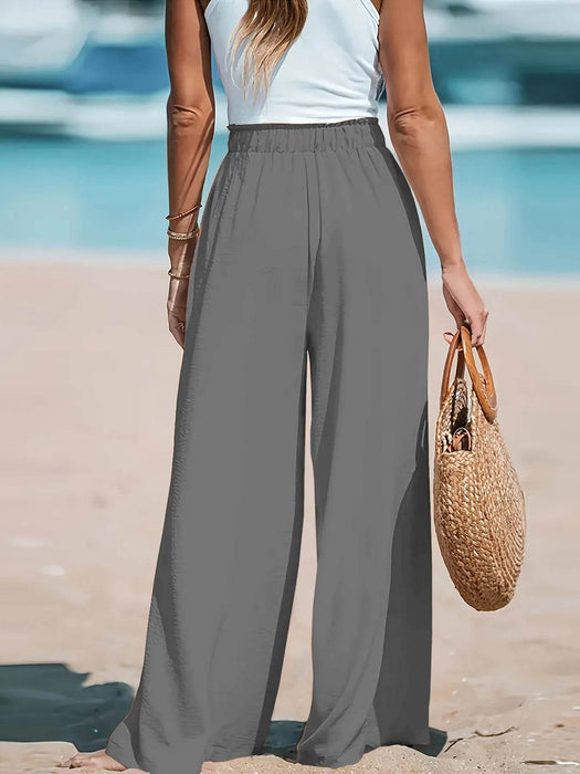 Full Size Drawstring Waist Wide Leg Pants Plus Size - Byyde