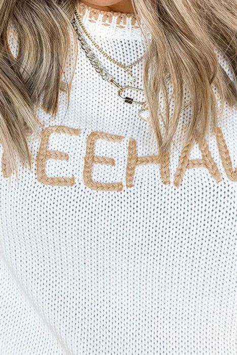YEEHAW Stitch Edge Crew Neck Knit Top - Byyde