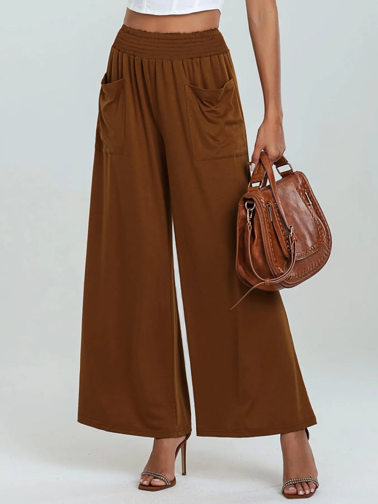 High-Waisted Wide Leg Pants with Pockets - Byyde