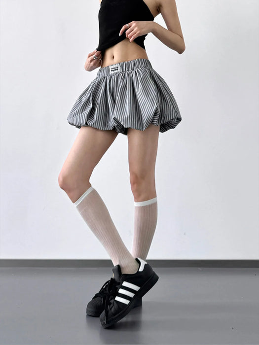 Striped Bubble Hem Casual Shorts - Byyde