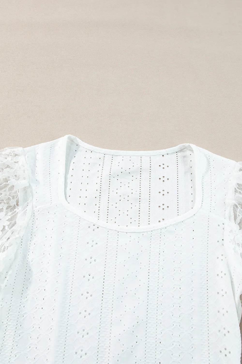 Eyelet Lace Long Sleeve Bodysuit - Byyde