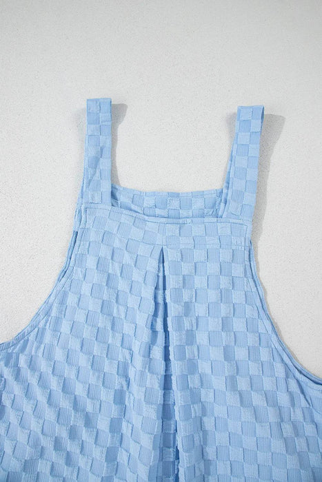 Checkered Pocketed Wide Leg Overalls - Byyde
