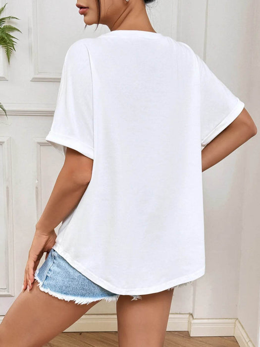 Bow Round Neck Casual T-Shirt - Byyde