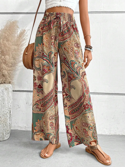 Printed Wide Leg Pants - Byyde