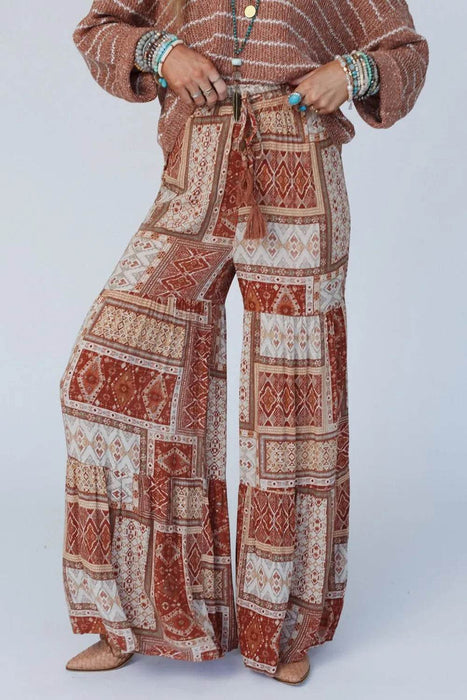 Geometric High Waist Wide Leg Pants - Byyde