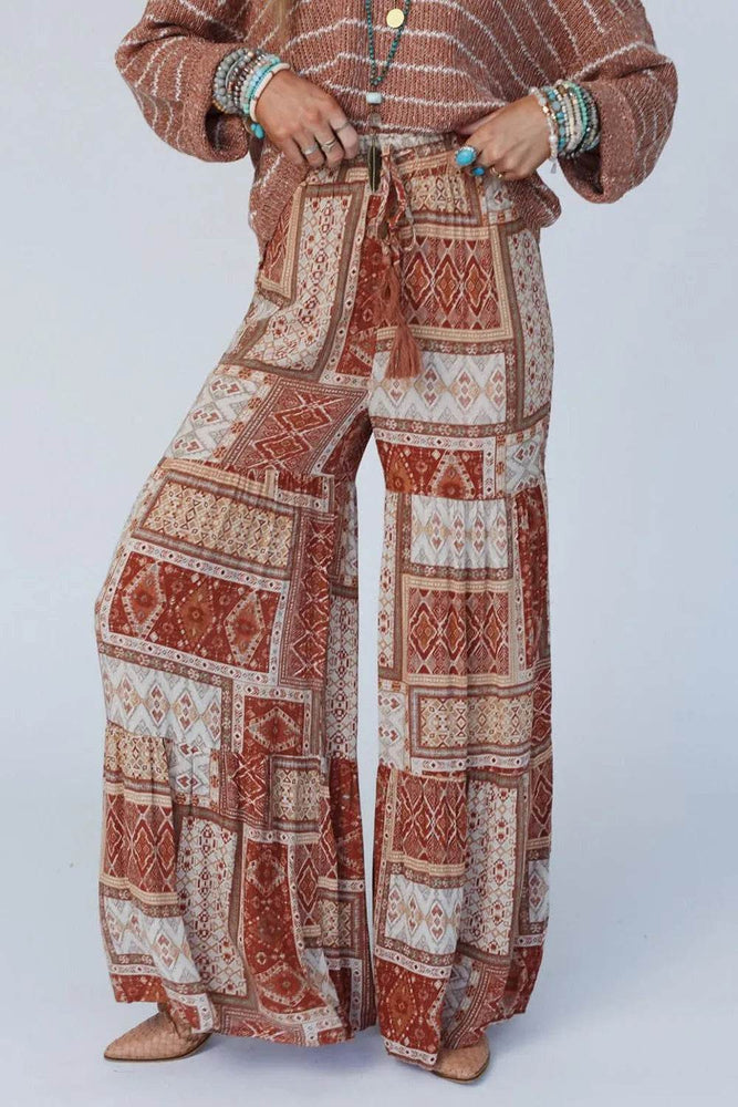 Geometric High Waist Wide Leg Pants - Byyde