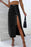 Button Fly Side Split Denim Midi Skirt - Byyde