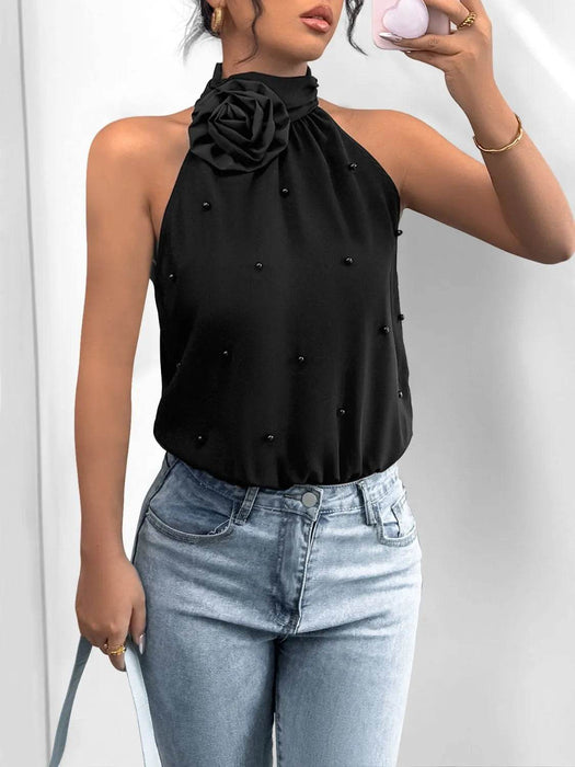 3D Flower Grecian Neck Bodysuit - Byyde