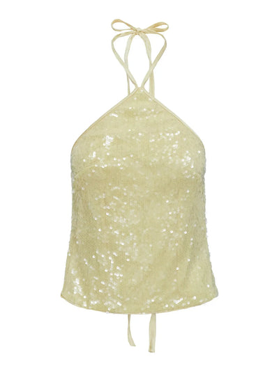 Sequined Halter Neck Cami - Byyde