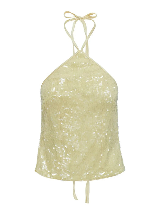 Sequined Halter Neck Cami - Byyde