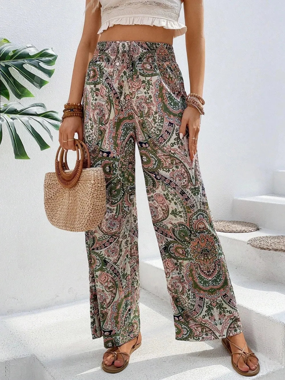 Printed Wide Leg Pants - Byyde