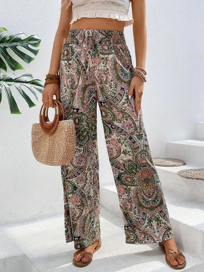 Printed Wide Leg Pants - Byyde