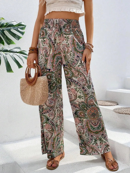Printed Wide Leg Pants - Byyde