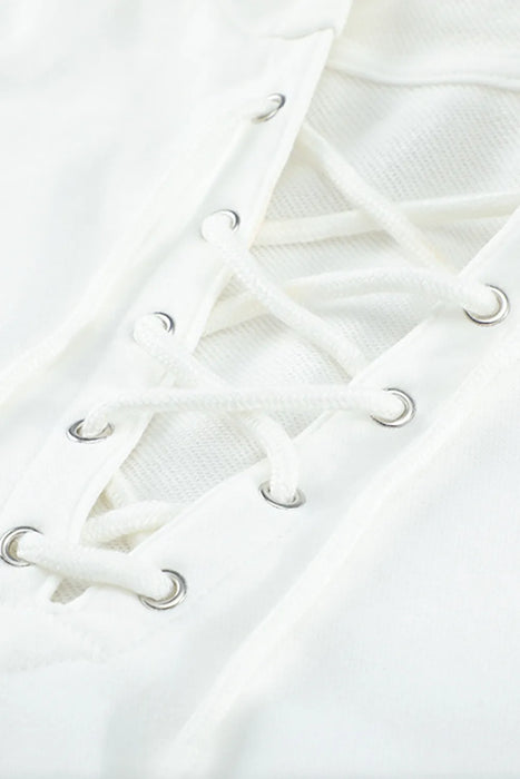 Lace Up Long Sleeve Hoodie - Byyde