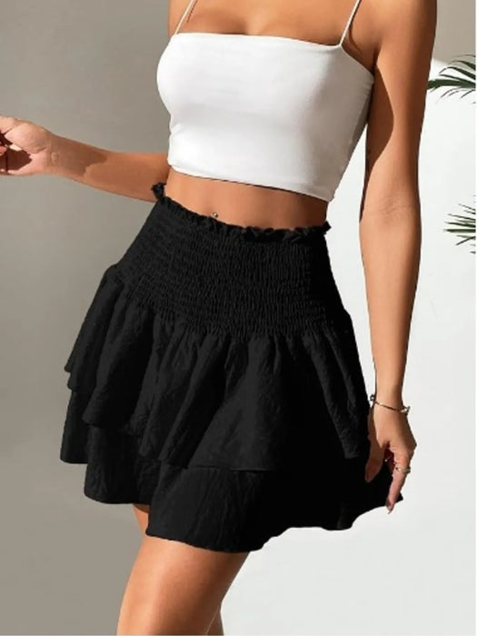 Smocked Layered Mini Skirt - Byyde