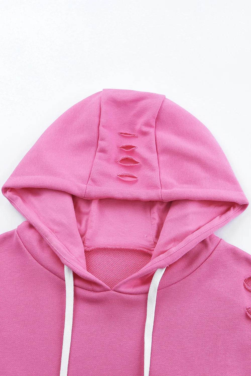 Distressed Drawstring Long Sleeve Hoodie - Byyde