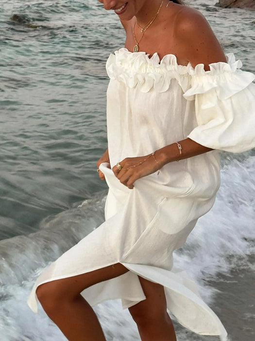 Side Slit Off-Shoulder Dress - Byyde