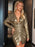 Perfee Slit Ruched Plunge Long Sleeve Mini Dress - Byyde