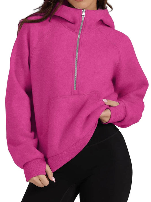 Half-Zip Hoodie with Kangaroo Pocket - Byyde