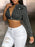 One Shoulder Long Sleeve Cropped Denim Top - Byyde