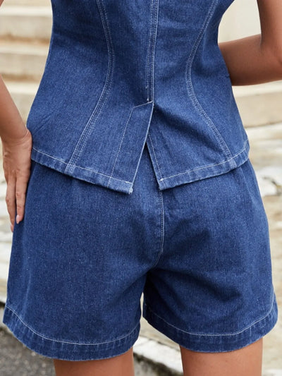 High-Waisted Denim Shorts - Byyde