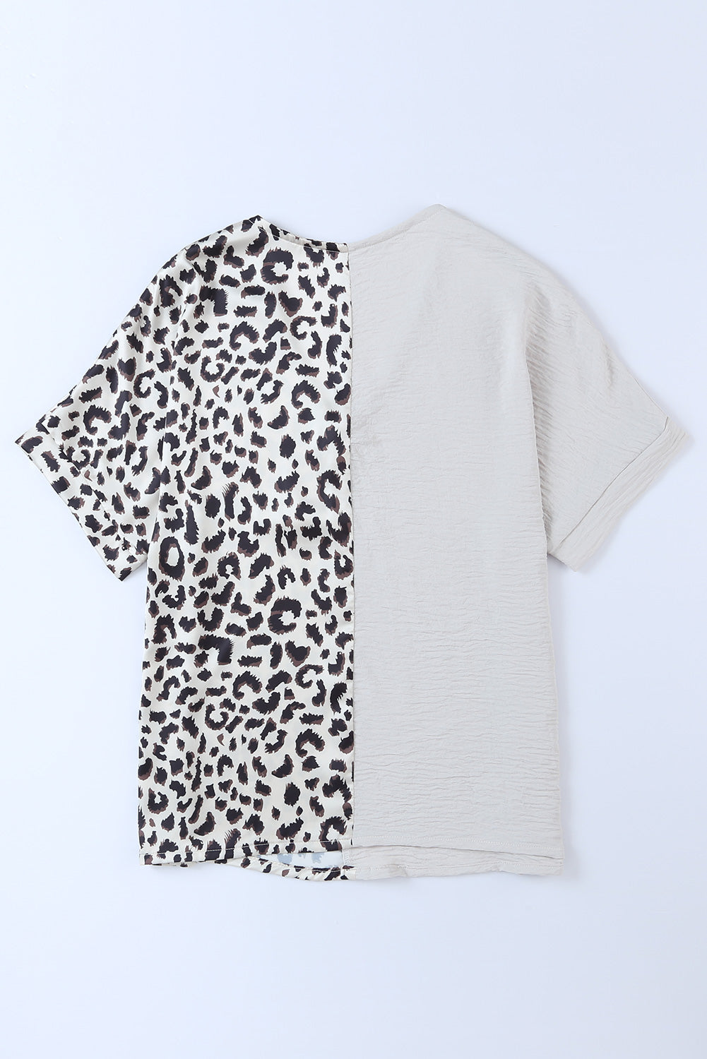 Leopard Color Block V-Neck Blouse - Byyde