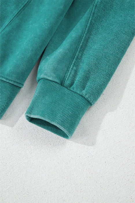Notched Drop Shoulder Long Sleeve Sweatshirt - Byyde