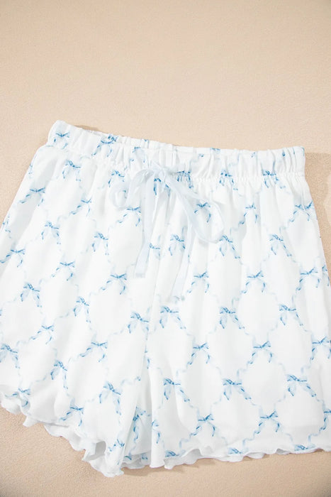 Printed Round Neck Top and Shorts Two-Piece Lounge Set - Byyde