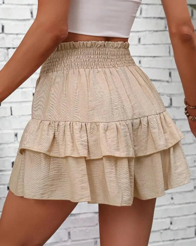 Ruffle Layered High Waist Casual Skort - Byyde