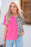 Leopard Color Block V-Neck Blouse - Byyde