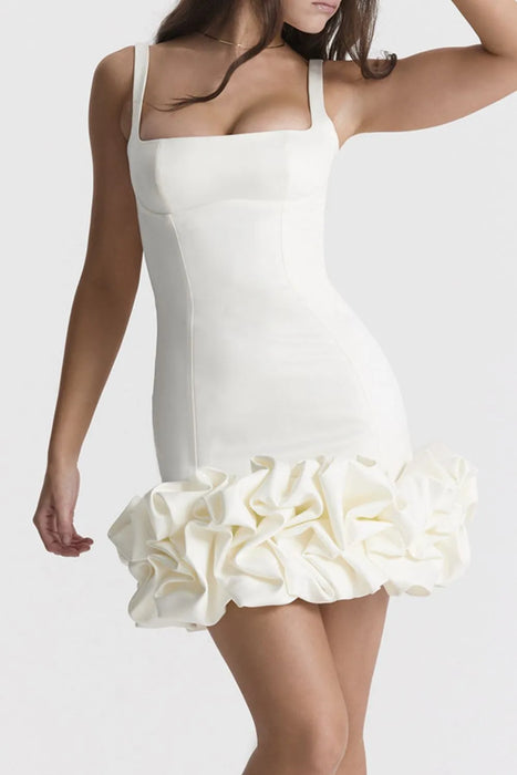 Ruched Square Neck Sleeve Mini Dress - Byyde