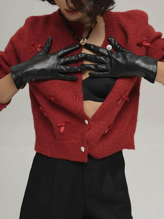 Bow Button Up Long Sleeve Cardigan - Byyde