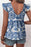 Boho Print Ruffled Cap Sleeve Crew Neck Blouse - Byyde